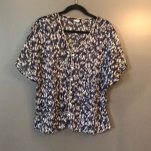 Converse Sheer Blue/Purple Button Up Blouse